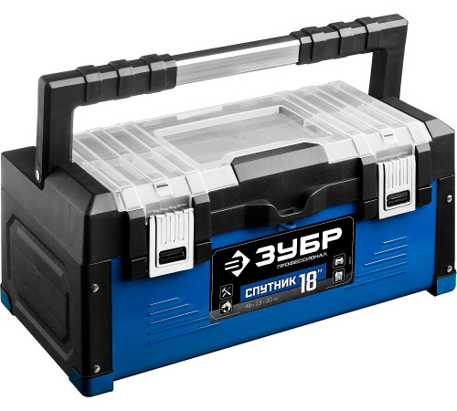 ЗУБР СПУТНИК-18, 460 х 230 х 200 мм, (18″), металлический ящик для инструментов, Профессионал (38153-18) купить  в Сочи