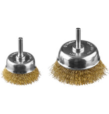 ЗУБР d 50/75 мм, витая стальная латунированная проволока 0.3 мм, набор чашечных щеток-крацовок для дрели, Профессионал (3531-H2)