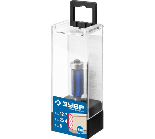 ЗУБР 12.7 x 38 мм, хвостовик 12 мм, фреза кромочная с нижним подшипником (3 лезвия), Профессионал (28728-12.7-38-12) купить  в Сочи