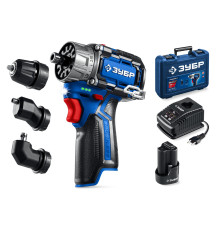 ЗУБР КОМБИ #2, 12 В, 45 Н·м, 1 АКБ тип Т7 (2 А·ч), модульная дрель-шуруповерт, BRUSHLESS, кейс, Профессионал (DB-125-21)