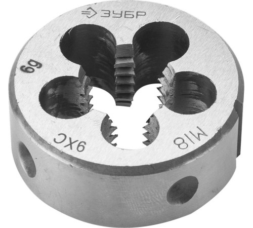 ЗУБР М18 x 2.5 мм, сталь 9ХС, плашка круглая ручная (4-28022-18-2.5) купить  в Сочи
