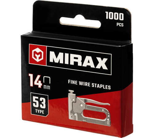 MIRAX тип 53 (A/10/JT21) 14 мм, 1000 шт, калибр 23GA, скобы для степлера (3153-14) купить  в Сочи