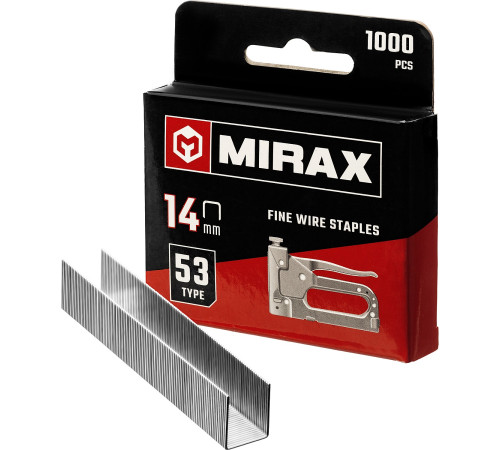 MIRAX тип 53 (A/10/JT21) 14 мм, 1000 шт, калибр 23GA, скобы для степлера (3153-14) купить  в Сочи