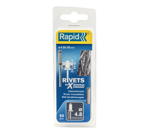 RAPID 4.8 х 18 мм, 50 шт, нержавеющая заклепка (5000397) купить  в Сочи