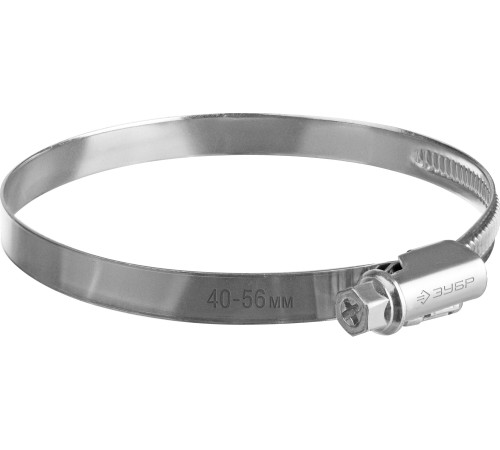 ЗУБР Х-9Н, 40 - 56 мм, накатная лента 9 мм, цинк, 50 шт, червячный хомут (37807-56) купить  в Сочи