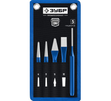 ЗУБР 5 предметов, набор шестигранных зубил и кернеров в чехле, Профессионал (21070-H5)