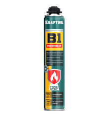 KRAFTOOL FIRE STOP B1, 750 мл, пистолетная, огнестойкая, не залипающий клапан, 240°С, SVS, выход до 45 л, монтажная пена (41186)
