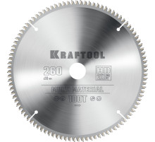 KRAFTOOL Multi Material, 260 х 30 мм, 100Т, пильный диск по алюминию (36953-260-30)