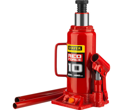STAYER RED FORCE, 10 т, 230 - 460 мм, бутылочный гидравлический домкрат, Professional (43160-10) купить в Сочи STAYER RED FORCE, 10 т, 230 - 460 мм, бутылочный гидравлический домкрат, Professional (43160-10) купить в Сочи