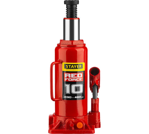 STAYER RED FORCE, 10 т, 230 - 460 мм, бутылочный гидравлический домкрат, Professional (43160-10) купить в Сочи STAYER RED FORCE, 10 т, 230 - 460 мм, бутылочный гидравлический домкрат, Professional (43160-10) купить в Сочи