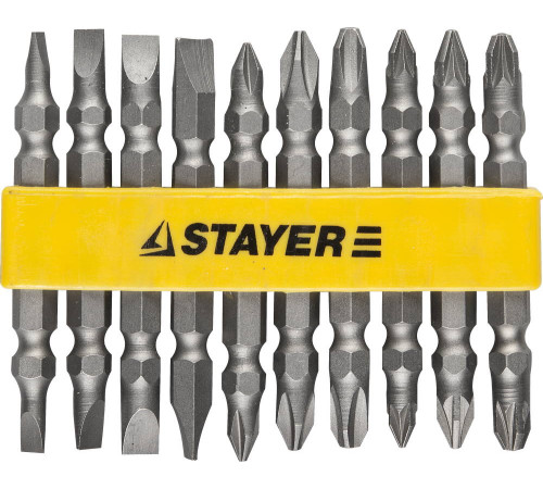 STAYER 10 шт, набор двусторонних бит (2605-H10) купить в Сочи STAYER 10 шт, набор двусторонних бит (2605-H10) купить в Сочи