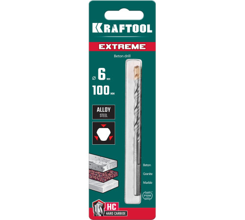 KRAFTOOL Extreme, 6 х 100 мм, трехгранный хвостовик, сверло по бетону (29166-100-06) купить в Сочи KRAFTOOL Extreme, 6 х 100 мм, трехгранный хвостовик, сверло по бетону (29166-100-06) купить в Сочи