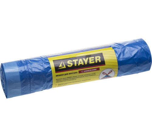 Stayer 30 л, 20 шт, голубые, с завязками, мусорные мешки (39155-30) купить  в Сочи
