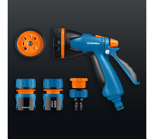 GRINDA B-812, питолет поливочный B-8, коннектор 1/2, конектор 1/2 с автостопом, адаптер с внутр. резьбой 1/2 х 3/4, набор поливочный PROLine (429114) купить  в Сочи