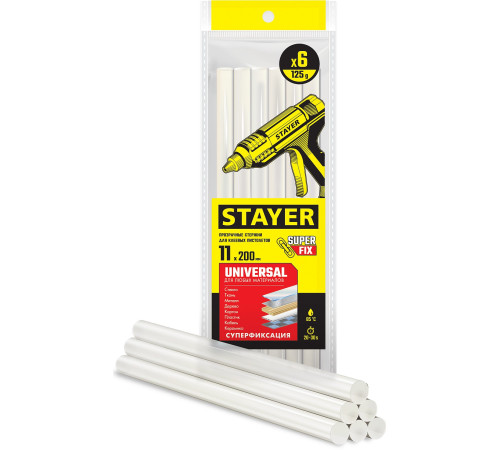 STAYER Universal, 11 х 200 мм, 6 шт, прозрачные, универсальные клеевые стержни, Professional (2-06821-T-S06) купить в Сочи STAYER Universal, 11 х 200 мм, 6 шт, прозрачные, универсальные клеевые стержни, Professional (2-06821-T-S06) купить в Сочи