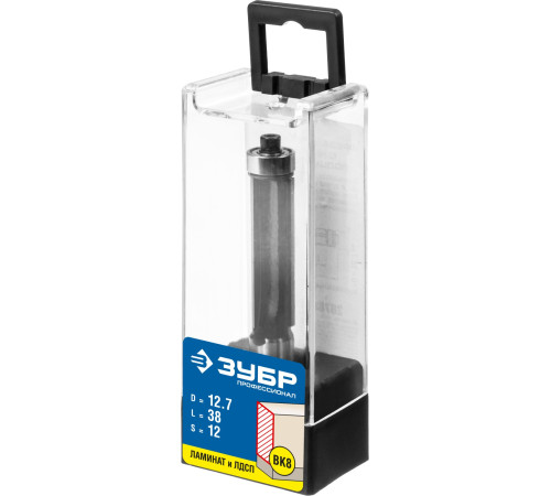 ЗУБР 12.7 x 38 мм, хвостовик 12 мм, фреза кромочная с нижним подшипником, Профессионал (28783-12.7-38-12) купить  в Сочи