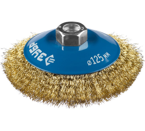 ЗУБР 125 мм, витая стальная латунированная проволока 0.3 мм, коническая щетка-крацовка для УШМ, Профессионал (35267-125) купить  в Сочи