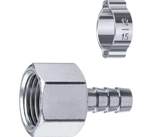 ЗУБР штуцер ″елочка″, 10 мм - 1/2″F, переходник с обжимным хомутом, Профессионал (64923-1/2-10) купить  в Сочи