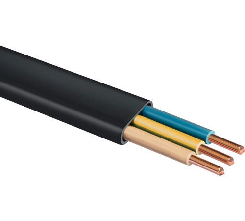 ЗУБР ВВГ-Пнг(А)-LS, 3 x 2.5 мм2, 100 м, ГОСТ 31996-2012, плоский, силовой кабель с пониженным дымо-газовыделением, Профессионал (60007-100) купить  в Сочи