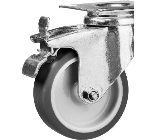 ЗУБР d 75 мм, г/п 60 кг, резина/полипропилен, термопластичное поворотное колесо c тормозом, Профессионал (30946-75-B) купить  в Сочи