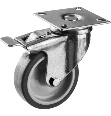 ЗУБР d 75 мм, г/п 60 кг, резина/полипропилен, термопластичное поворотное колесо c тормозом, Профессионал (30946-75-B)