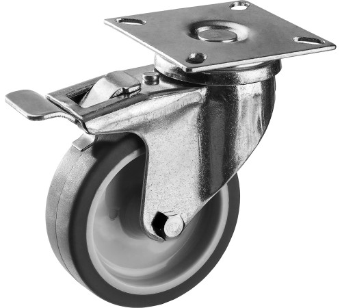 ЗУБР d 75 мм, г/п 60 кг, резина/полипропилен, термопластичное поворотное колесо c тормозом, Профессионал (30946-75-B) купить  в Сочи