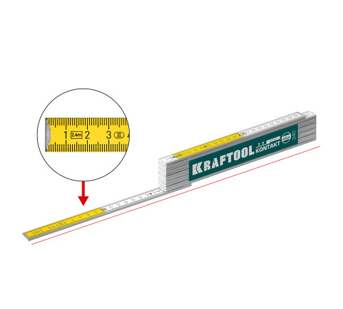 KRAFTOOL PRO-90 Kontakt, 2.4 м, профессиональный складной деревянный метр (34729) купить  в Сочи