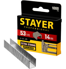 STAYER тип 53 (A/10/JT21), 14 мм, 1000 шт, калибр 23GA, скобы для степлера, Professional (3159-14)