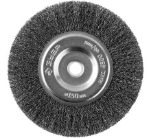 ЗУБР 150 х 12.7 мм, витая, стальная проволока 0.3 мм, дисковая щетка-крацовка для точильно-шлифовального станка, Профессионал (35185-150)
