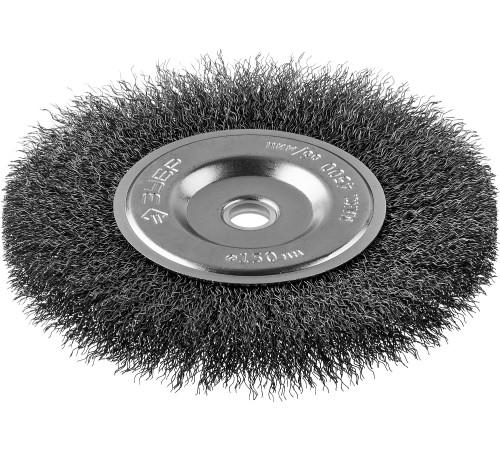 ЗУБР 150 х 12.7 мм, витая, стальная проволока 0.3 мм, дисковая щетка-крацовка для точильно-шлифовального станка, Профессионал (35185-150) купить  в Сочи