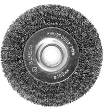 ЗУБР 100 х 12.7 мм, витая, стальная проволока 0.3 мм, дисковая щетка-крацовка для точильно-шлифовального станка, Профессионал (35185-100)