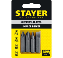STAYER Hercules, 36 мм, 4 шт, биты для ударной отвертки, Professional (25667-S4)