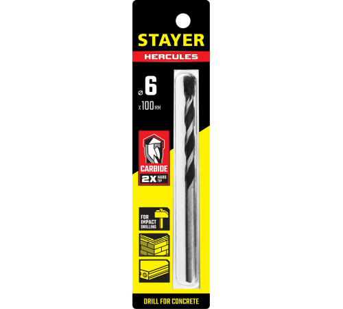 STAYER Hercules, 6 x 100 мм, cверло по бетону, Professional (2915-100-06) купить в Сочи STAYER Hercules, 6 x 100 мм, cверло по бетону, Professional (2915-100-06) купить в Сочи