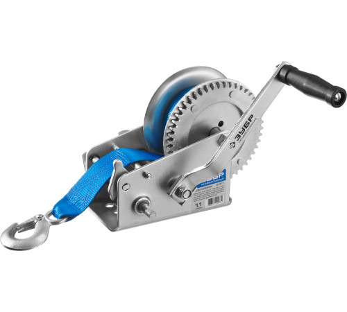 ЗУБР 1.1 т, 10 м, ручная барабанная тяговая ленточная лебедка, Профессионал (43115-1.1) купить  в Сочи