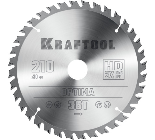 KRAFTOOL Optima, 210 х 30 мм, 36Т, пильный диск по дереву (36951-210-30) купить в Сочи KRAFTOOL Optima, 210 х 30 мм, 36Т, пильный диск по дереву (36951-210-30) купить в Сочи