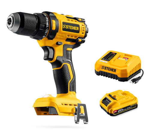 STEHER 20 В, 65 Н·м, 1 АКБ LMS (2 А·ч), бесщеточная дрель-шуруповерт (CB-65-21) купить  в Сочи