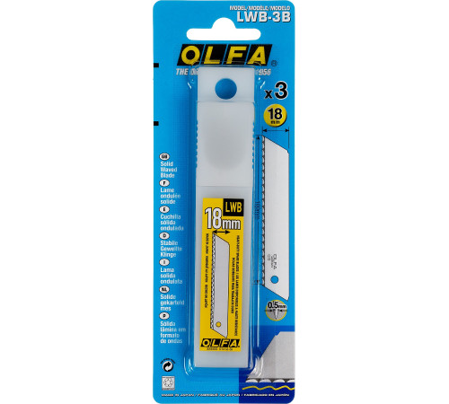 OLFA 18 мм, 3 шт, в пластиковом кейсе + блистер, серрейторные лезвия (OL-LWB-3B) купить  в Сочи