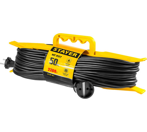 STAYER MF-207, ПВС, 2 x 0.75 мм2, 50 м, 2200 Вт, силовой удлинитель-шнур на рамке (55018-50) купить  в Сочи