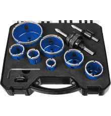 ЗУБР 7 шт, (d 20/25/32/35/40/50/68 мм), набор алмазных коронок с оснасткой, Профессионал (29870-H7)