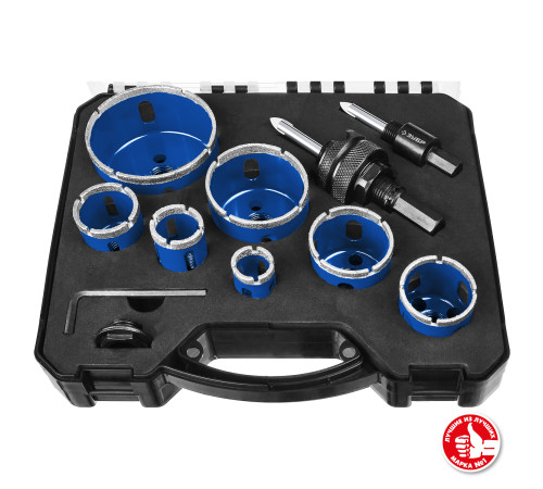 ЗУБР 7 шт, (d 20/25/32/35/40/50/68 мм), набор алмазных коронок с оснасткой, Профессионал (29870-H7) купить  в Сочи