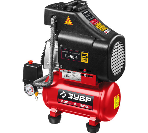 ЗУБР 200 л/мин, 6 л, 1500 Вт, безмасляный компрессор (КП-200-6) купить  в Сочи