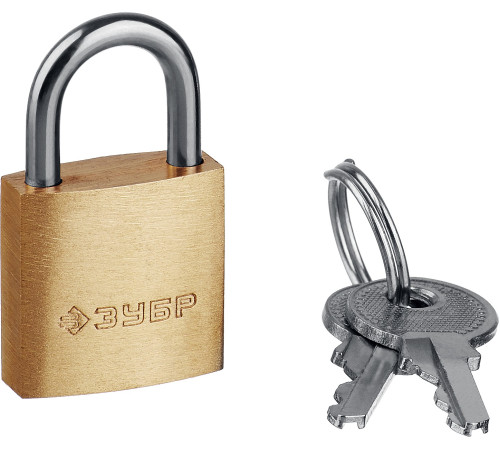 ЗУБР 20 мм, латунный корпус, мини, навесной замок, Профессионал (37130-20) купить  в Сочи