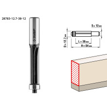 ЗУБР 12.7 x 38 мм, хвостовик 12 мм, фреза кромочная с нижним подшипником, Профессионал (28783-12.7-38-12)