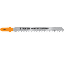 STAYER T144DP, T-хвост., HCS сталь, по дереву, прямой рез, шаг зуба 4 мм, раб. длина 75 мм, 2 шт, полотна для лобзика, Professional (15983-4)