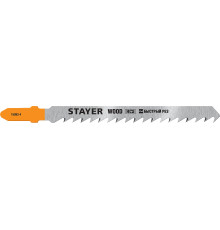 STAYER T144DP, T-хвост., HCS сталь, по дереву, прямой рез, шаг зуба 4 мм, раб. длина 75 мм, 2 шт, полотна для лобзика, Professional (15983-4)