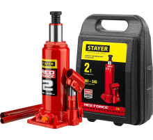 STAYER RED FORCE, в кейсе, 2 т, 181 - 345 мм, бутылочный гидравлический домкрат, Professional (43160-2-K)