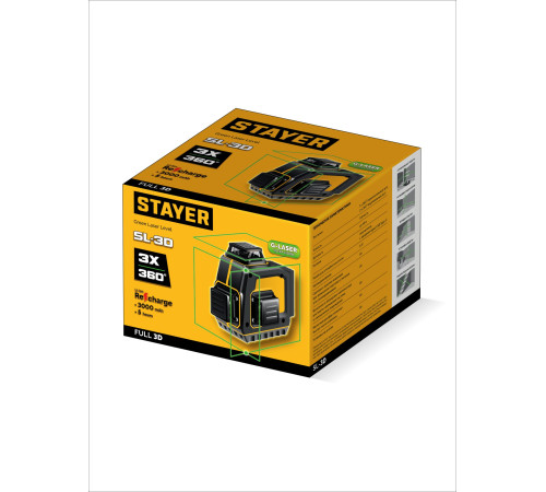 STAYER SL-3D, 50м, точн. +/-0,5 мм/м, зеленый лазерный нивелир (34963) купить  в Сочи