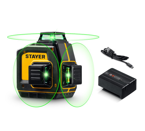 STAYER SL-3D, 50м, точн. +/-0,5 мм/м, зеленый лазерный нивелир (34963) купить  в Сочи