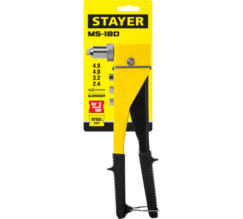 STAYER MS-180, 90 - 180°, 2.4 - 4.8 мм, 260 мм, переставной заклёпочник (3107) купить  в Сочи