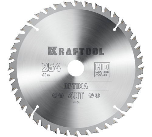 KRAFTOOL Optima, 254 х 30 мм, 40Т, пильный диск по дереву (36951-254-30) купить  в Сочи